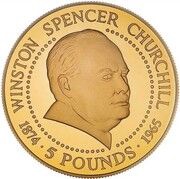 5 Pounds - Elizabeth II Sir Winston Churchill - Gold, United Kingdom, 1999 reverse image