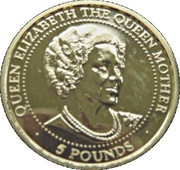 5 Pounds - Elizabeth II Queen Mother - Gold, United Kingdom, 1999-2000 reverse image