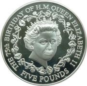 5 Pounds - Elizabeth II 75th Birthday - Silver, United Kingdom, 2001 reverse image