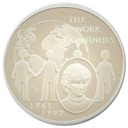 5 Pounds - Elizabeth II The Work Continues; Silver Proof, United Kingdom, 2002 reverse image