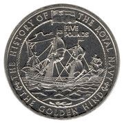 5 Pounds - Elizabeth II Royal Navy - The Golden Hind, United Kingdom, 2003 reverse image