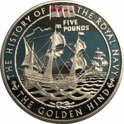 5 Pounds - Elizabeth II The Golden Hind - Silver, United Kingdom, 2003 reverse image