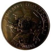 5 Pounds - Elizabeth II 60th anniversary of D-Day, United Kingdom, 2004 reverse image