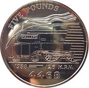 5 Pound - Elizabeth II Mallard speed record, United Kingdom, 2004 reverse image