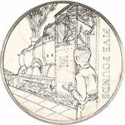 5 Pound - Elizabeth II Train Spotter, United Kingdom, 2004 reverse image