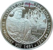 5 Pounds - Elizabeth II King Henry VIII - Silver, United Kingdom, 2004 reverse image