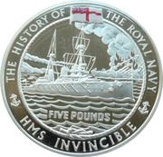 5 Pounds - Elizabeth II HMS Invincible - Silver, United Kingdom, 2004 reverse image