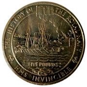 5 Pounds - Elizabeth II HMS Invincible, United Kingdom, 2004 reverse image