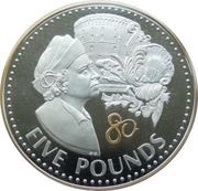 5 Pounds - Elizabeth II 80th Birthday of Queen Elizabeth II - Windsor Fire, United Kingdom, 2006 reverse image