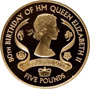 5 Pounds - Elizabeth II 80th Birthday, United Kingdom, 2006 reverse image