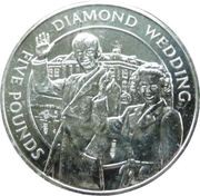 5 Pounds - Elizabeth II Diamond Wedding-Royal Couple waving, United Kingdom, 2007 reverse image