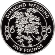 5 Pounds - Elizabeth II Diamond Wedding; Silver Proof, United Kingdom, 2007 reverse image