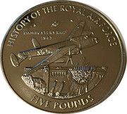 5 Pounds - Elizabeth II Dambusters Raid, United Kingdom, 2008 reverse image