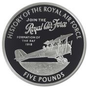 5 Pounds - Elizabeth II Formation of RAF; Silver Proof, United Kingdom, 2008 reverse image