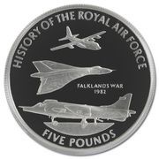 5 Pounds - Elizabeth II Falklands War 1982; Silver Proof, United Kingdom, 2008 reverse image