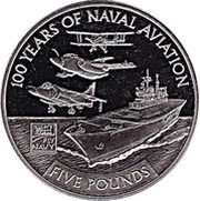 5 Pounds - Elizabeth II HMS Ark Royal with combat aircraft; Silver Proof, United Kingdom, 2009 reverse image