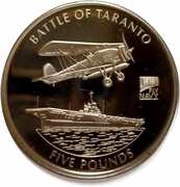 5 Pounds - Elizabeth II Naval Aviation - Battle of Taranto, United Kingdom, 2009 reverse image