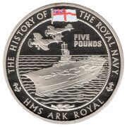 5 Pounds - Elizabeth II Royal Navy - HMS Ark Royal, United Kingdom, 2009 reverse image