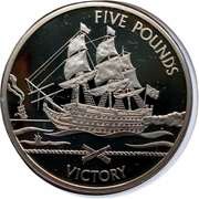 5 Pounds - Elizabeth II HMS Victory, United Kingdom, 2009 reverse image
