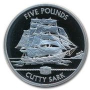 5 Pounds - Elizabeth II Cutty Sark; Silver Proof, United Kingdom, 2009 reverse image