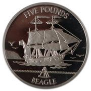 5 Pounds - Elizabeth II HMS Beagle; Silver Proof, United Kingdom, 2009 reverse image