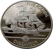 5 Pounds - Elizabeth II HMS Endavour; Silver Proof, United Kingdom, 2009 reverse image