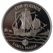 5 Pounds - Elizabeth II Santa Maria; Silver Proof, United Kingdom, 2009 reverse image