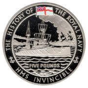 5 Pounds - Elizabeth II Royal Navy - HMS Invincible, United Kingdom, 2009 reverse image