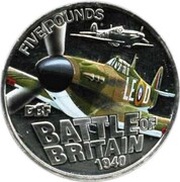 5 Pounds - Elizabeth II Battle of Britain - Hawker Hurricane, United Kingdom, 2010 reverse image