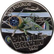 5 Pounds - Elizabeth II Battle of Britain - Gloster Gladiator, United Kingdom, 2010 reverse image