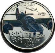 5 Pounds - Elizabeth II Battle of Britain - Bristol Blenheim, United Kingdom, 2010 reverse image