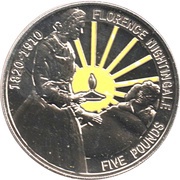 5 Pounds - Elizabeth II 4th portrait; Florence Nightingale, United Kingdom, 2010 reverse image