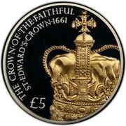 5 Pounds - Elizabeth II St. Edward's Crown; Silver Proof, United Kingdom, 2011 reverse image