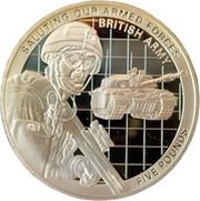 5 Pounds - Elizabeth II British Army; Silver Proof, United Kingdom, 2011 reverse image