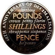 5 Pounds - Elizabeth II 40th Anniversary of Decimalisation, United Kingdom, 2011 reverse image