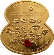 5 Pounds - Elizabeth II 90 Years of The Royal British Legion - In Flanders fields, United Kingdom, 2011 reverse image