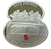 5 Pounds - Elizabeth II 90 Years of The Royal British Legion - Repatriation, United Kingdom, 2011 reverse image