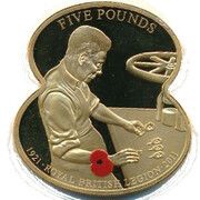 5 Pounds - Elizabeth II 90 Years of The Royal British Legion - The Poppy Factory, United Kingdom, 2011 reverse image