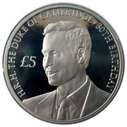 5 Pounds - Elizabeth II Prince William 30th Birthday; Silver Proof, United Kingdom, 2012 reverse image