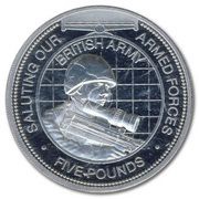 5 Pounds - Elizabeth II British Army; Silver Proof, United Kingdom, 2012 reverse image