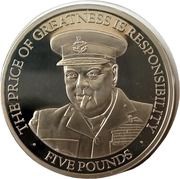 5 pounds - Elizabeth II Winston Churchill in hat, United Kingdom, 2015 reverse image