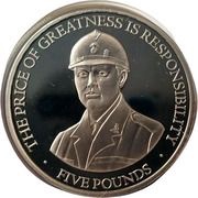 5 pounds - Elizabeth II Winston Churchill in helmet, United Kingdom, 2015 reverse image