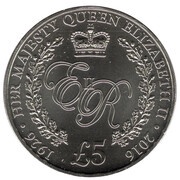 5 Pounds - Elizabeth II 90th Birthday of Queen Elizabeth II, United Kingdom, 2016 reverse image