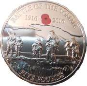 5 Pounds - Elizabeth II Battle of the Somme, United Kingdom, 2016 reverse image