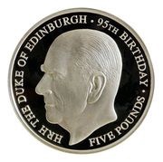 5 Pounds - Elizabeth II Duke of Edinburgh; Silver Proof, United Kingdom, 2016 reverse image