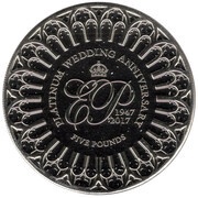 5 Pounds - Elizabeth II Platinum Wedding, United Kingdom, 2017 reverse image