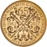 5 Pounds - Elizabeth II Sapphire Jubilee; Gold Proof, United Kingdom, 2017 reverse image