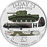 5 Pounds - Elizabeth II 75th anniversary of D-day, United Kingdom, 2019 reverse image