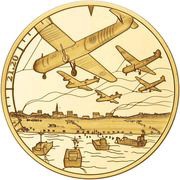 5 Pounds - Elizabeth II D-Day Landing 21.20; Gold Proof, United Kingdom, 2019 reverse image
