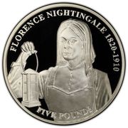 5 Pounds - Elizabeth II Florence Nightingale; Silver Proof, United Kingdom, 2020 reverse image